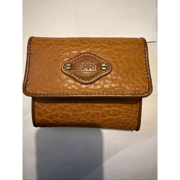 Vintage Esprit Women's Faux Leather Pebbled Snap Trifold Wallet Brown NWOT - Picture 7 of 16